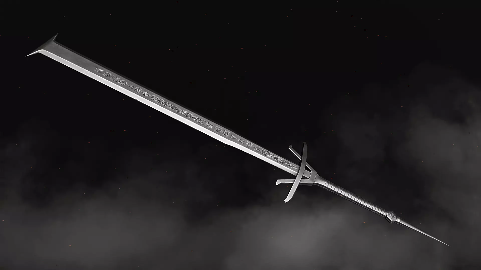 Sword - Dark Fantasy Low-poly 3D model_0