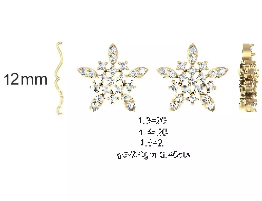 Women Earrings MTL MGX STL OBJ FBX Details 3D print model_0