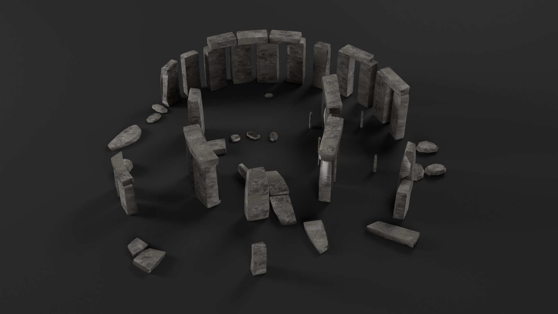 Low Poly England Stonehenge Low-poly 3D model_5