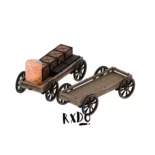 Medieval Wagon Cart Train 3D Model Assets 