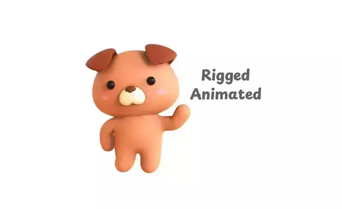 Chubby Bear Animated for Games  Low-poly 3D model