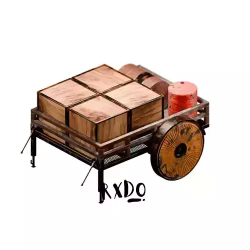 Rusted Cart Wagon 3D Assets Low-poly 3D model