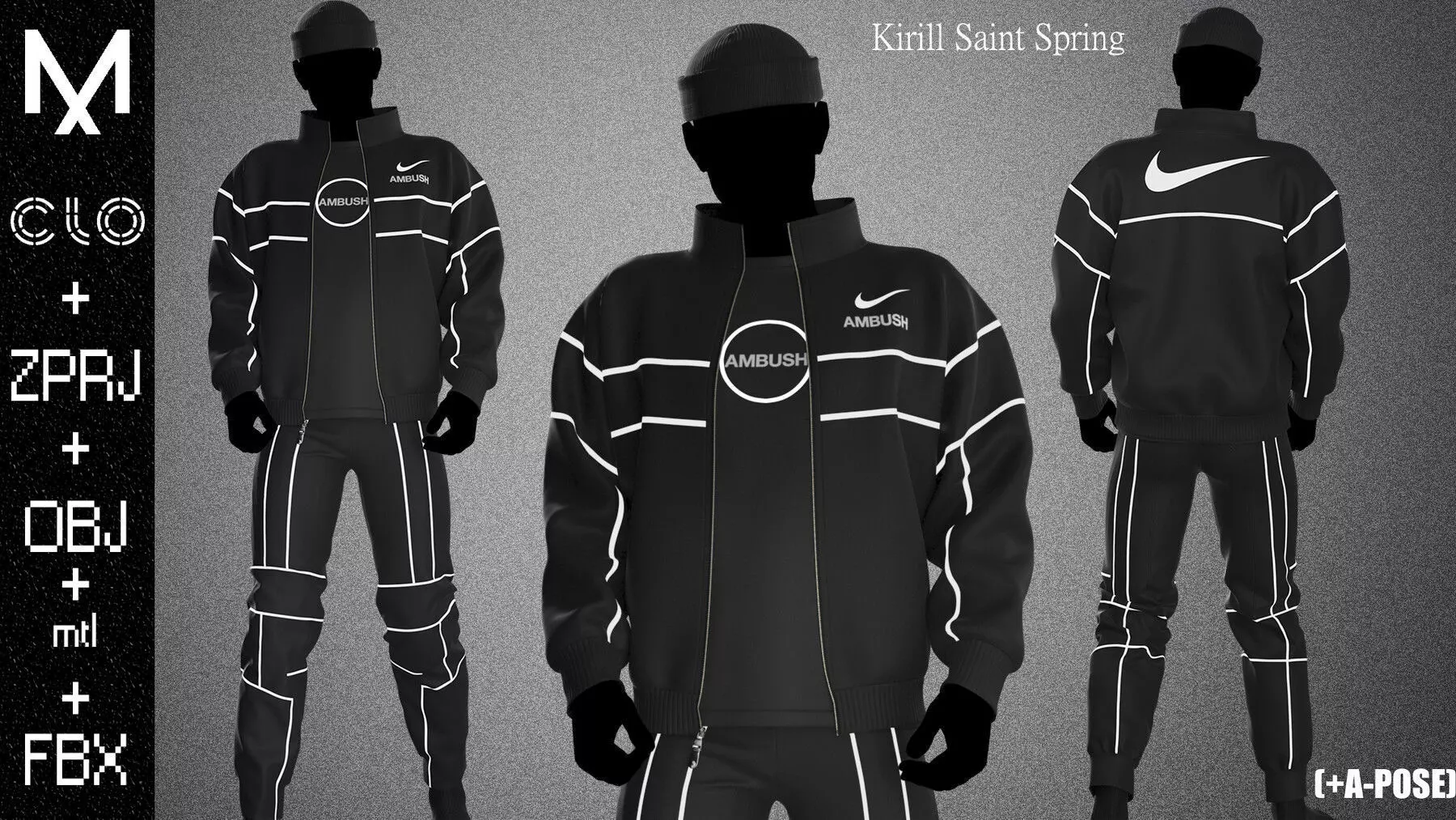 Nike Outfit Male Marvelous designer Clo3d OBJ mtl FBX ZPRJ 3D model