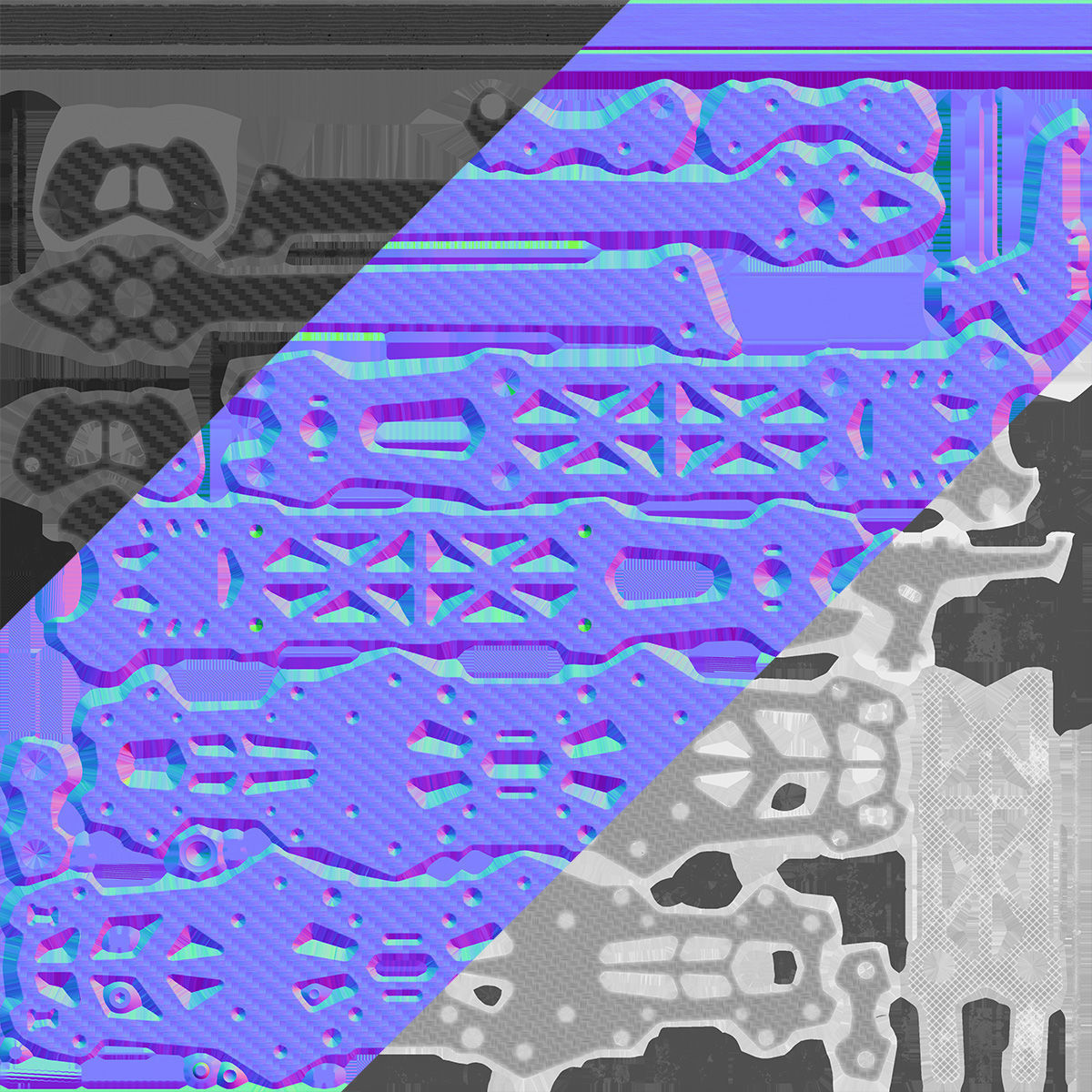 FPV Drone Frame Mark4 7 and 10 Inches Game Ready Low-poly 3D model_18