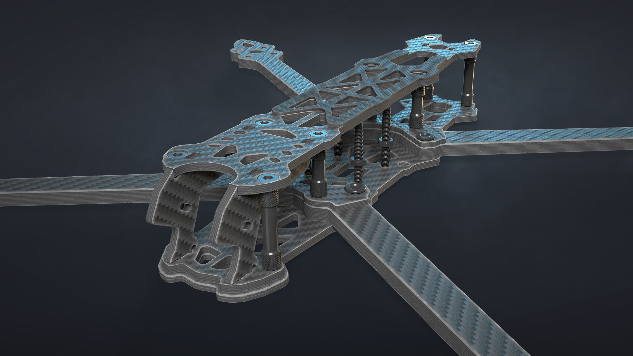 FPV Drone Frame Mark4 7 and 10 Inches Game Ready Low-poly 3D model_2