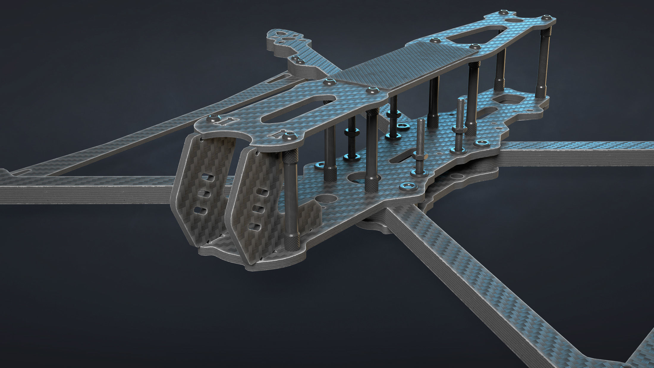 FPV Drone Frame Mark4 7 and 10 Inches Game Ready Low-poly 3D model_11