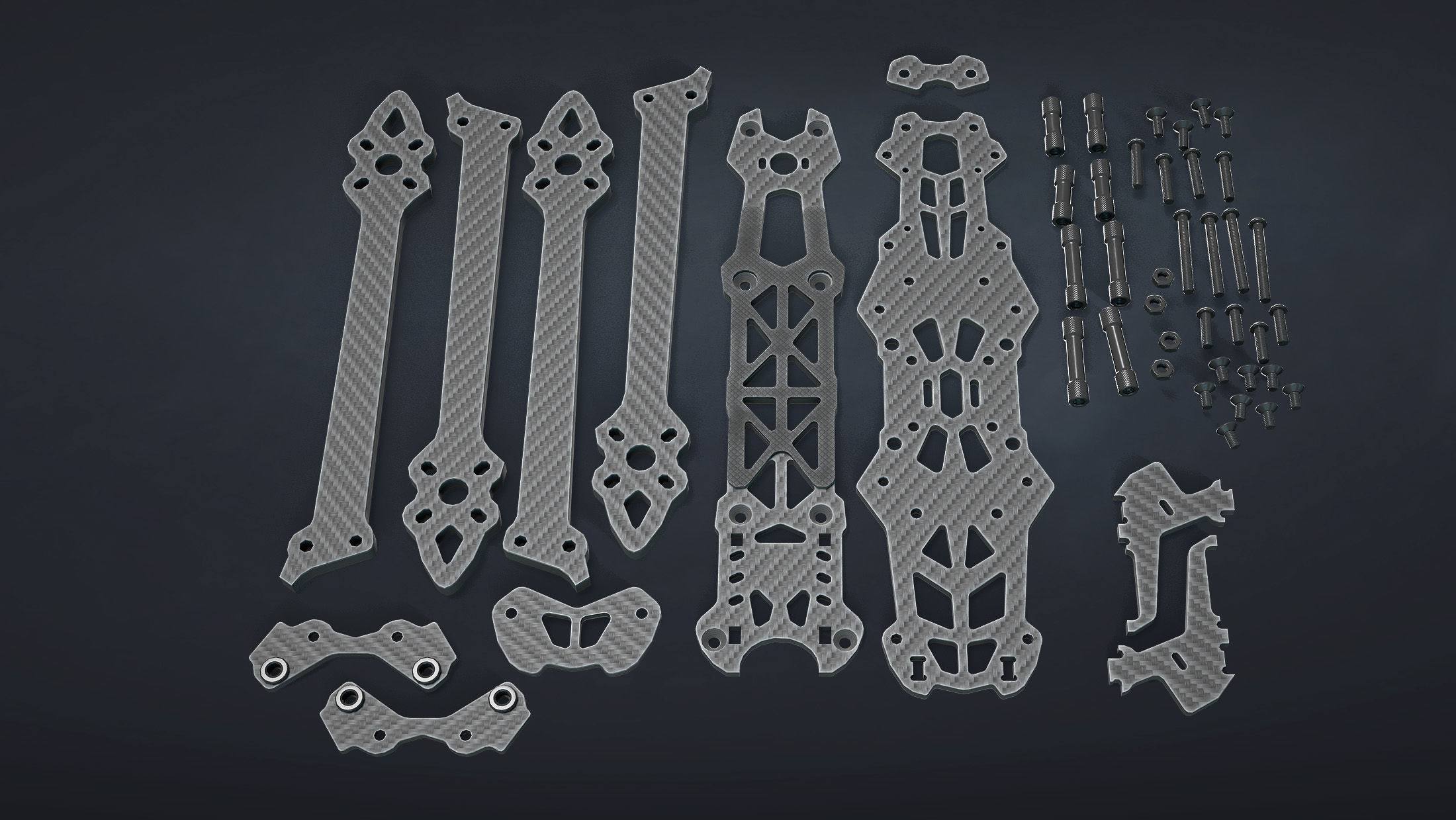 FPV Drone Frame Mark4 7 and 10 Inches Game Ready Low-poly 3D model_7