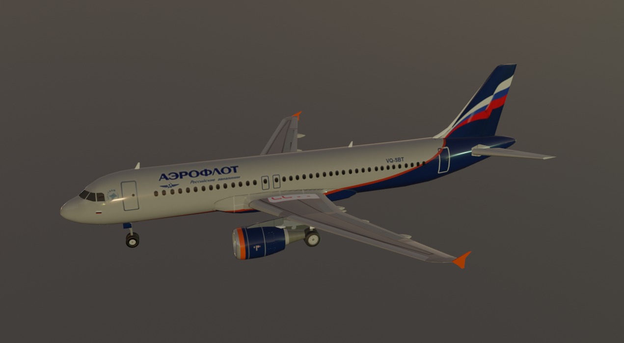 Aeroflot airbus a320-214 low poly 3D Model Low-poly 3D model_1