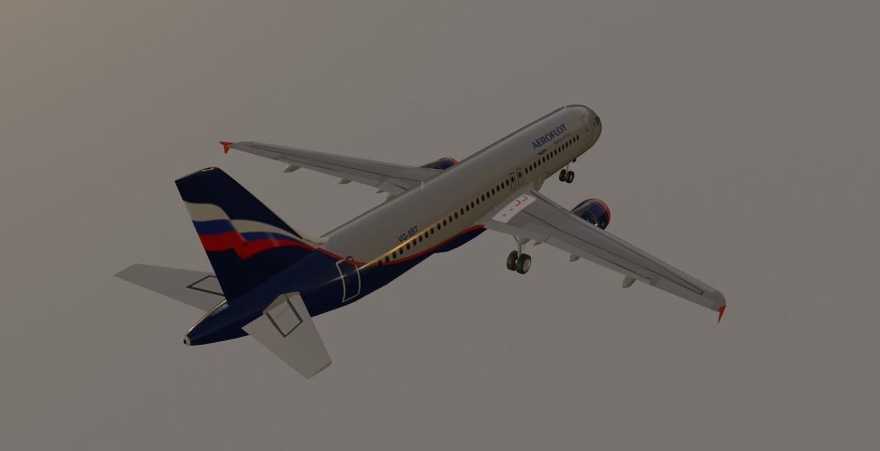 Aeroflot airbus a320-214 low poly 3D Model Low-poly 3D model_4