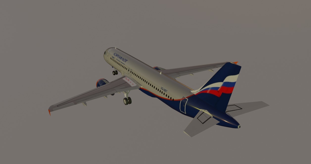 Aeroflot airbus a320-214 low poly 3D Model Low-poly 3D model_3