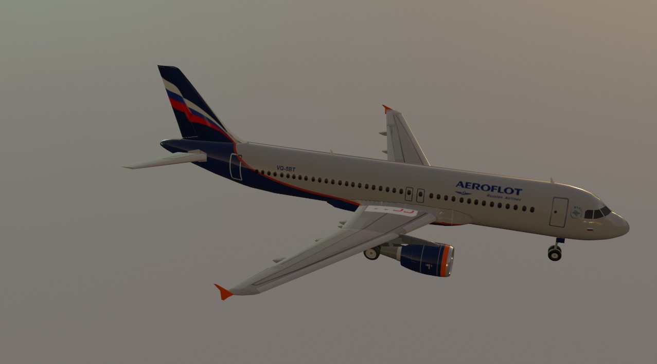 Aeroflot airbus a320-214 low poly 3D Model Low-poly 3D model_6