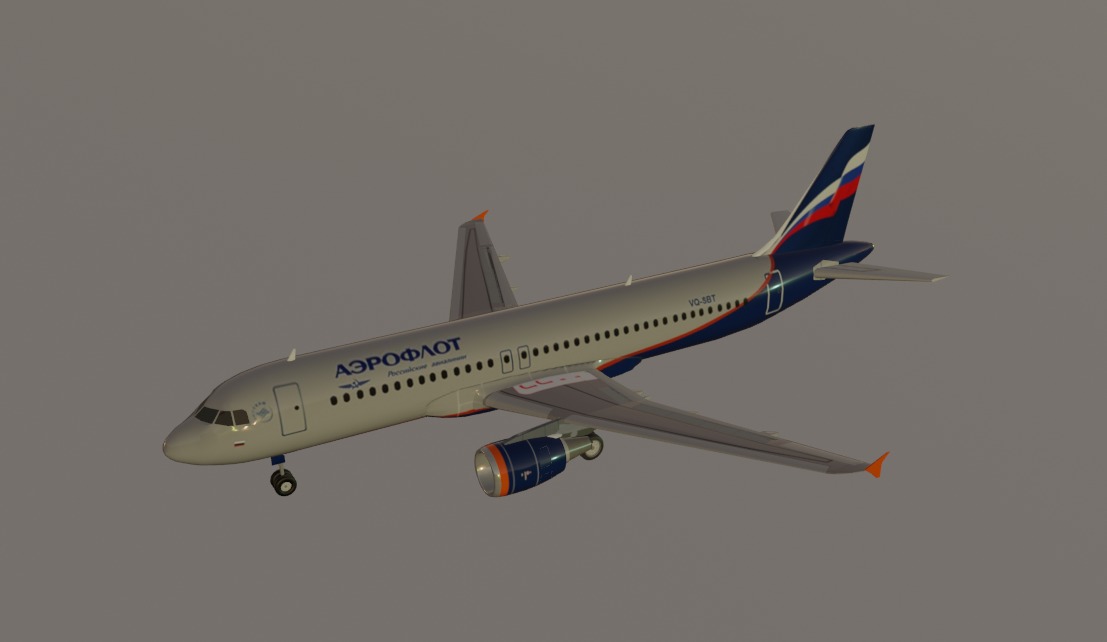 Aeroflot airbus a320-214 low poly 3D Model Low-poly 3D model_9