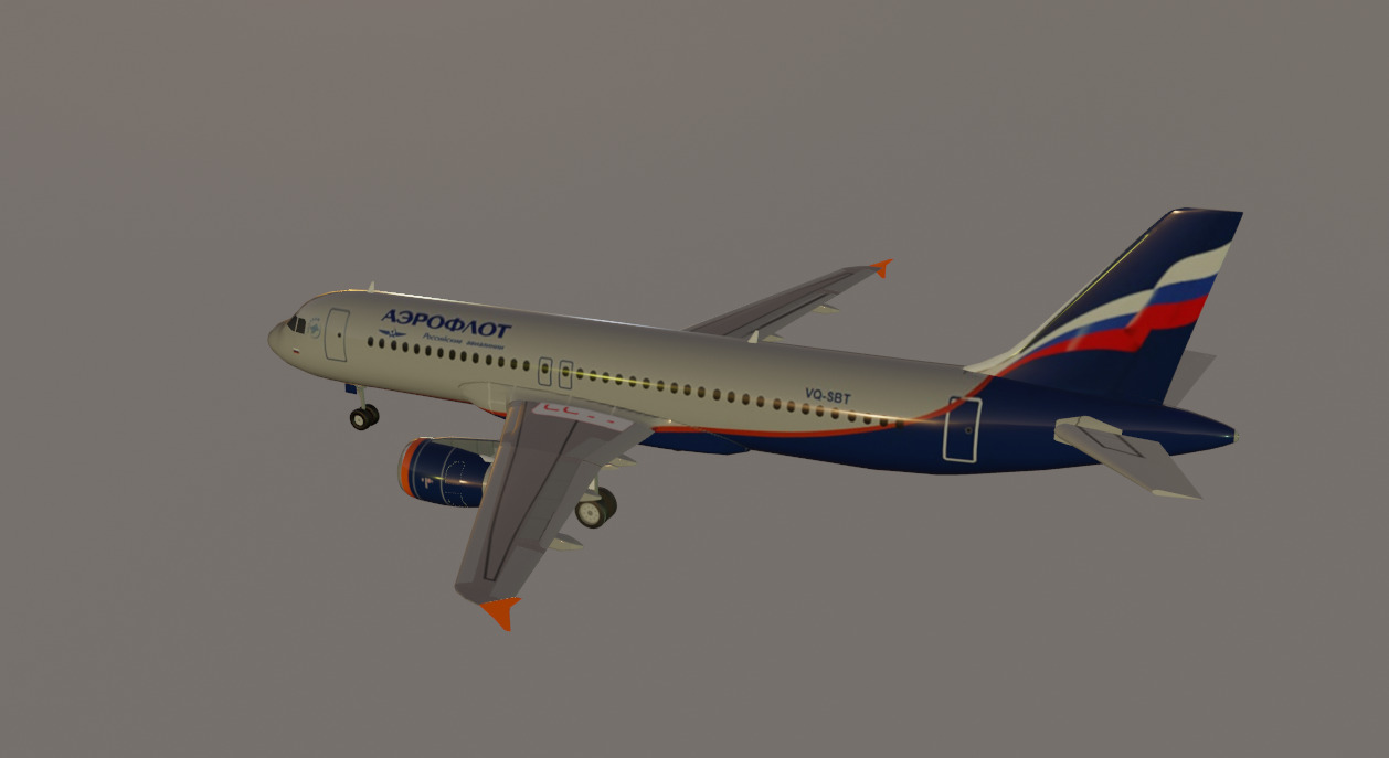 Aeroflot airbus a320-214 low poly 3D Model Low-poly 3D model_2