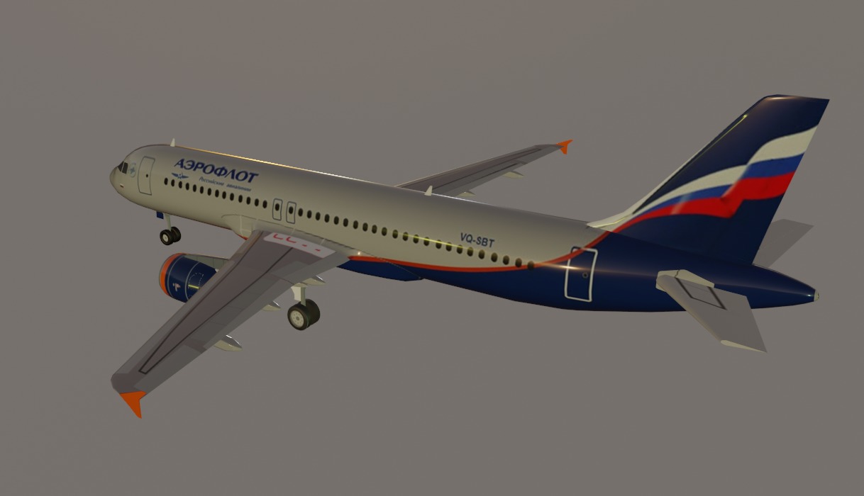 Aeroflot airbus a320-214 low poly 3D Model Low-poly 3D model_10