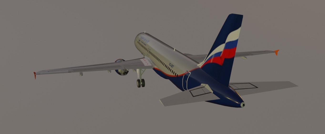Aeroflot airbus a320-214 low poly 3D Model Low-poly 3D model_11