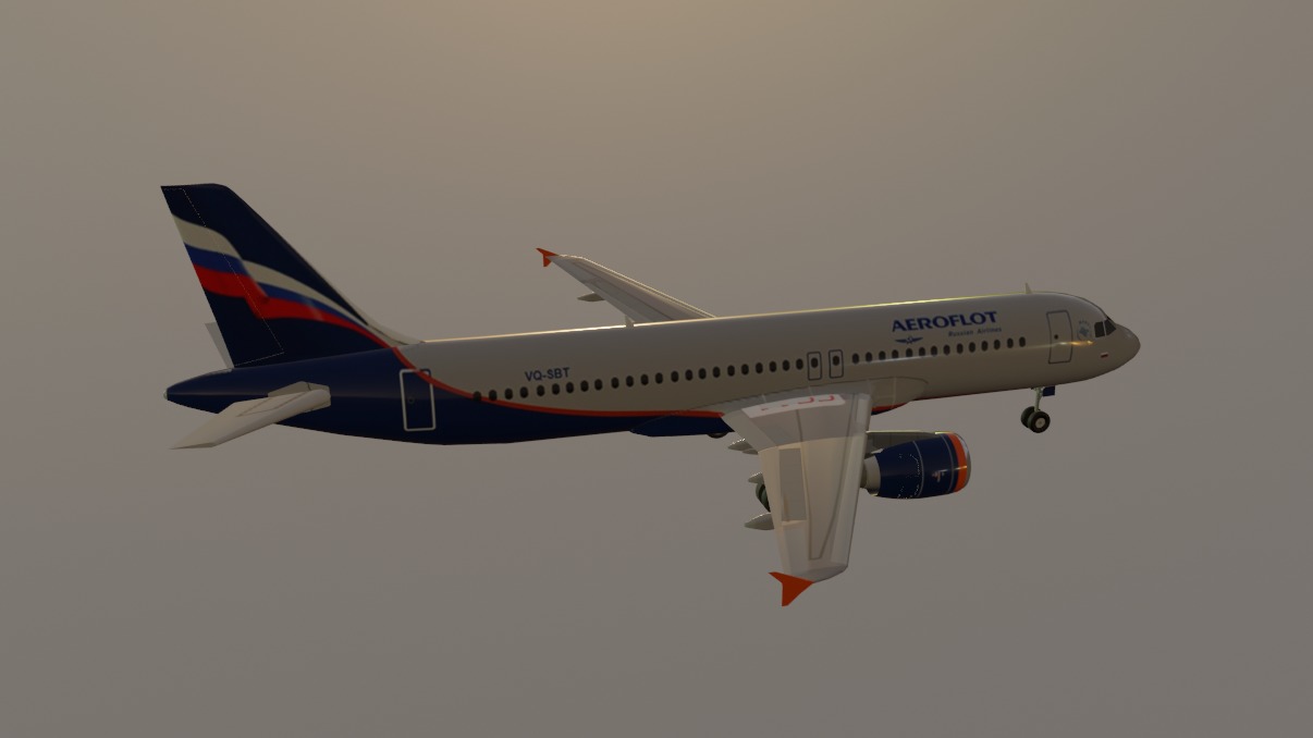 Aeroflot airbus a320-214 low poly 3D Model Low-poly 3D model_5