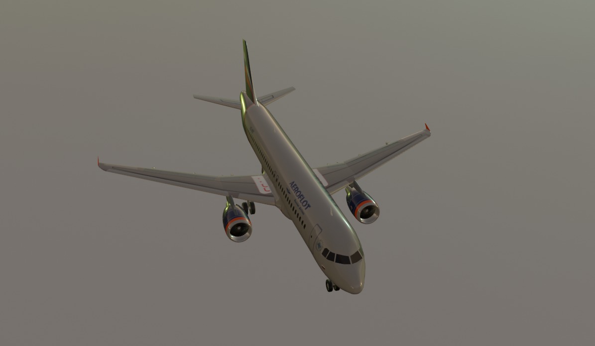 Aeroflot airbus a320-214 low poly 3D Model Low-poly 3D model_8