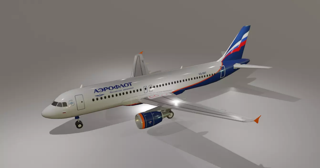 Aeroflot airbus a320-214 low poly 3D Model Low-poly 3D model_0