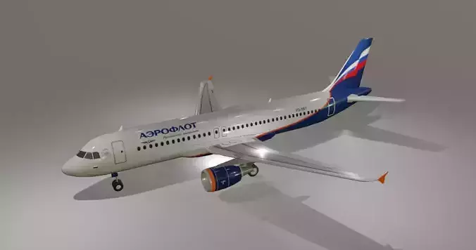 Aeroflot airbus a320-214 low poly 3D Model Low-poly 3D model