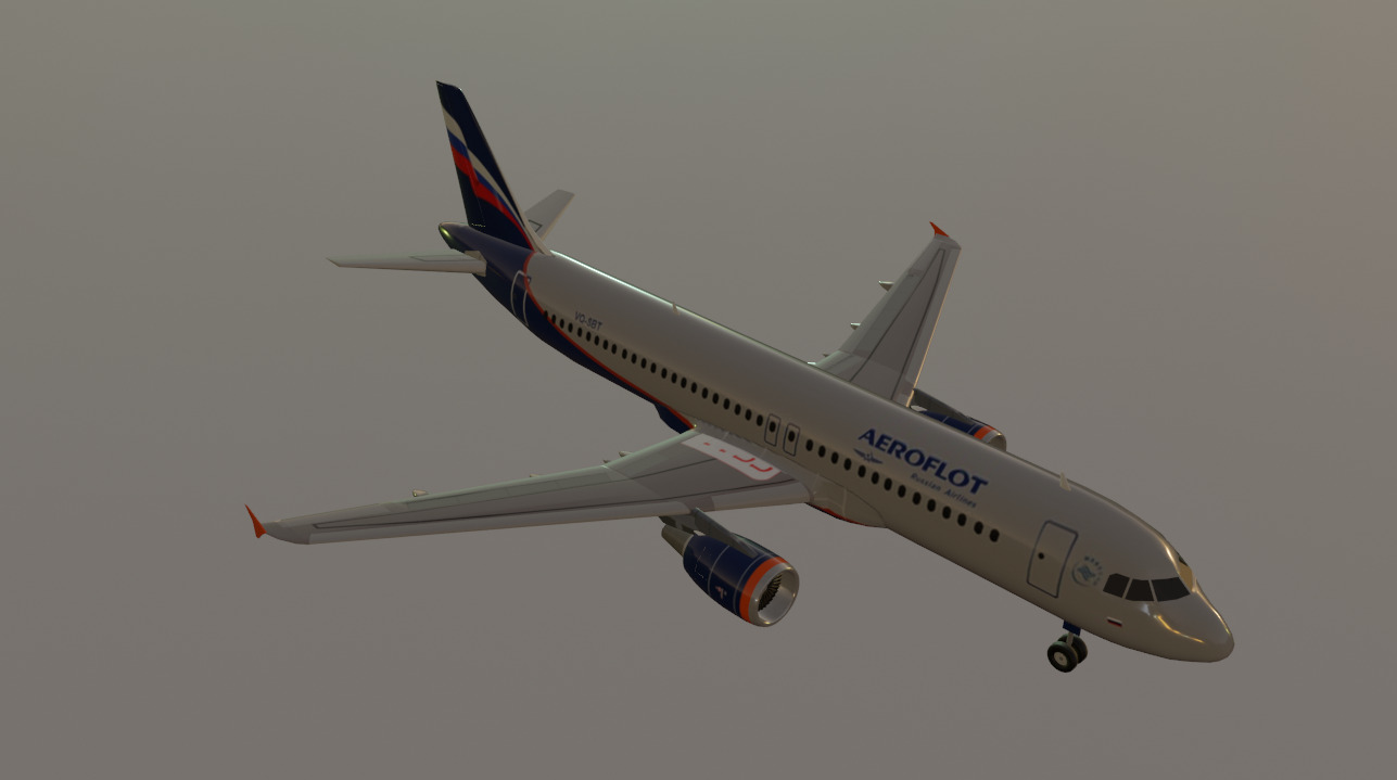 Aeroflot airbus a320-214 low poly 3D Model Low-poly 3D model_7