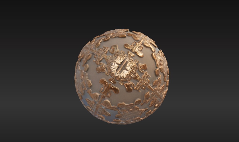 Golden Sphere Relics - Ancient Artifact 3D Model Low-poly 3D model_3