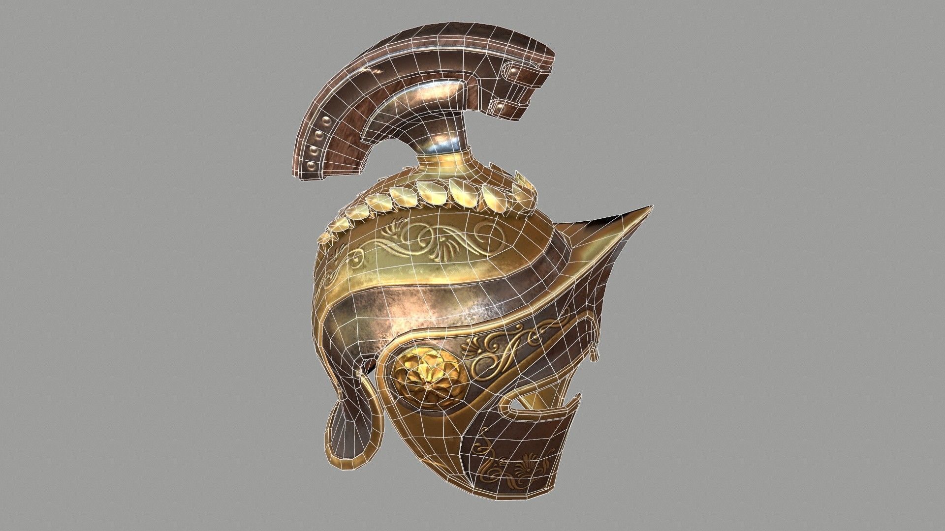 Spartans Warrior Helmet Low-poly 3D model_10