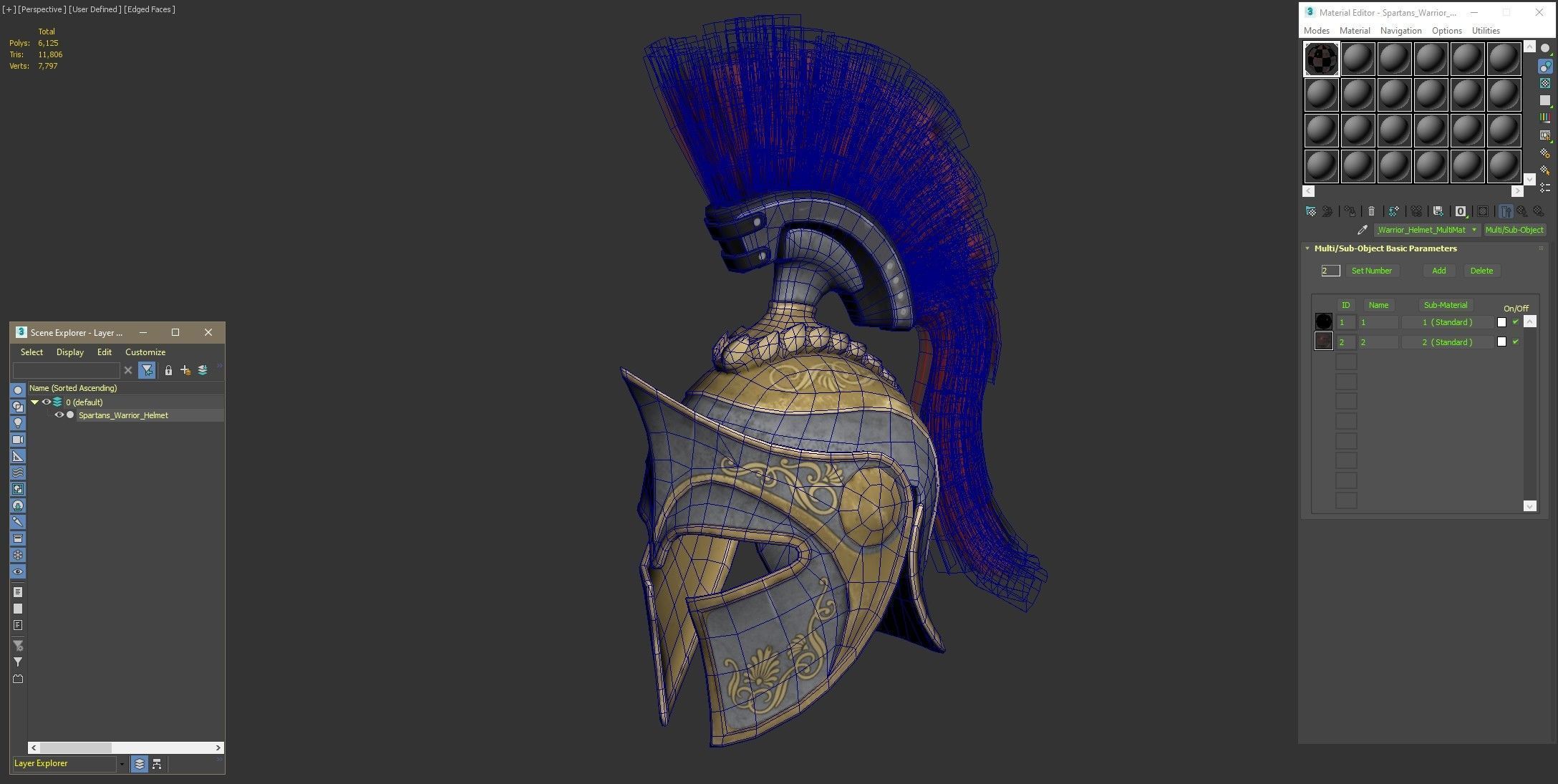 Spartans Warrior Helmet Low-poly 3D model_20