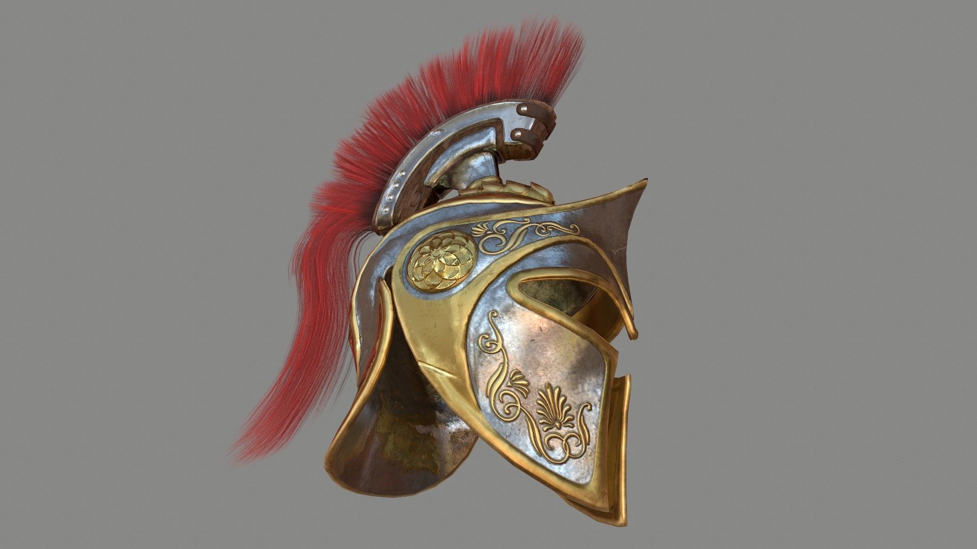 Spartans Warrior Helmet Low-poly 3D model_3