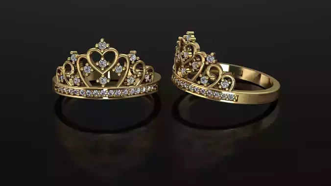 Crown Half Round Ring