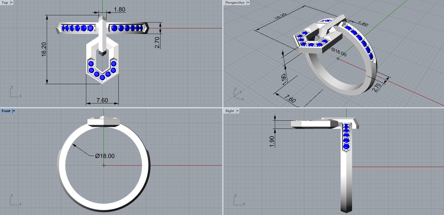 Fashion movable Chains ring all sizes R56 3D print model_2