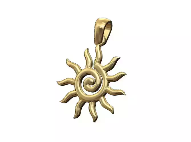 Sun scroll burst pendant charm with bail