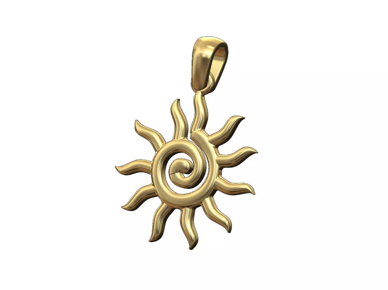 Sun scroll burst pendant charm with bail 3D print model