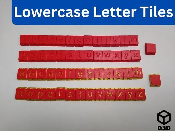 Lowercase Letter Tiles - Dovetail Tile System Free 3D print model