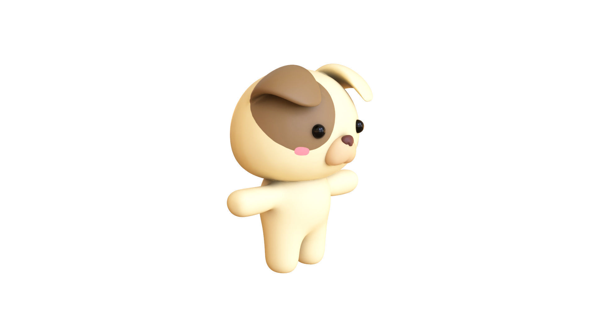 Chubby Dog Animated for Games Low-poly 3D model_15