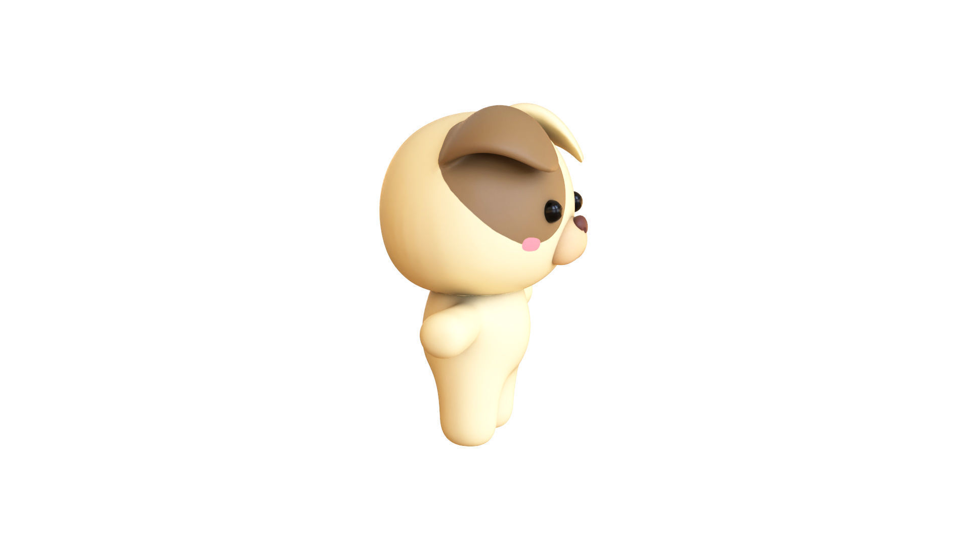Chubby Dog Animated for Games Low-poly 3D model_19