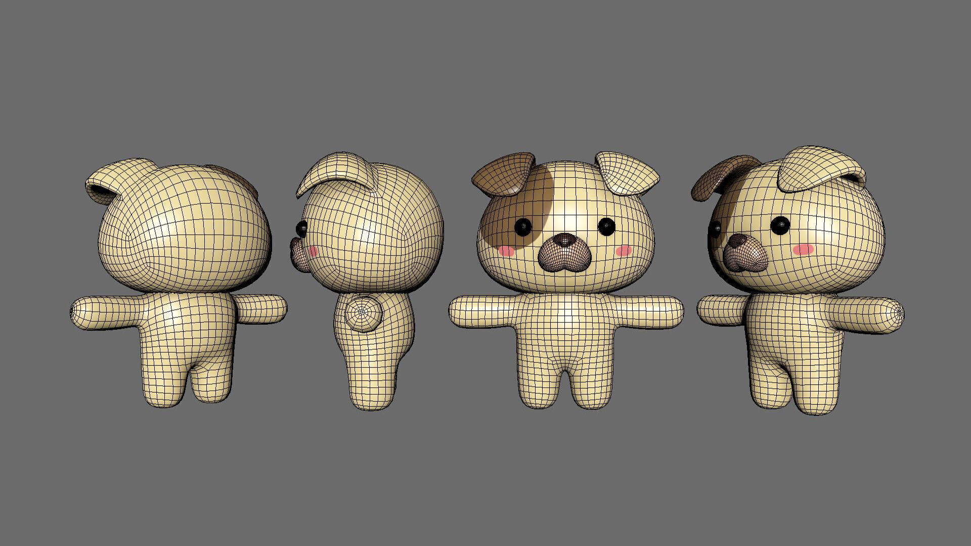 Chubby Dog Animated for Games Low-poly 3D model_4