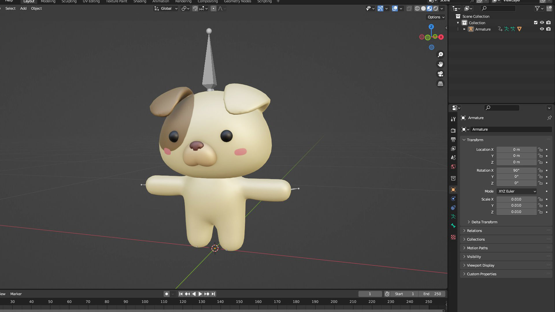 Chubby Dog Animated for Games Low-poly 3D model_3