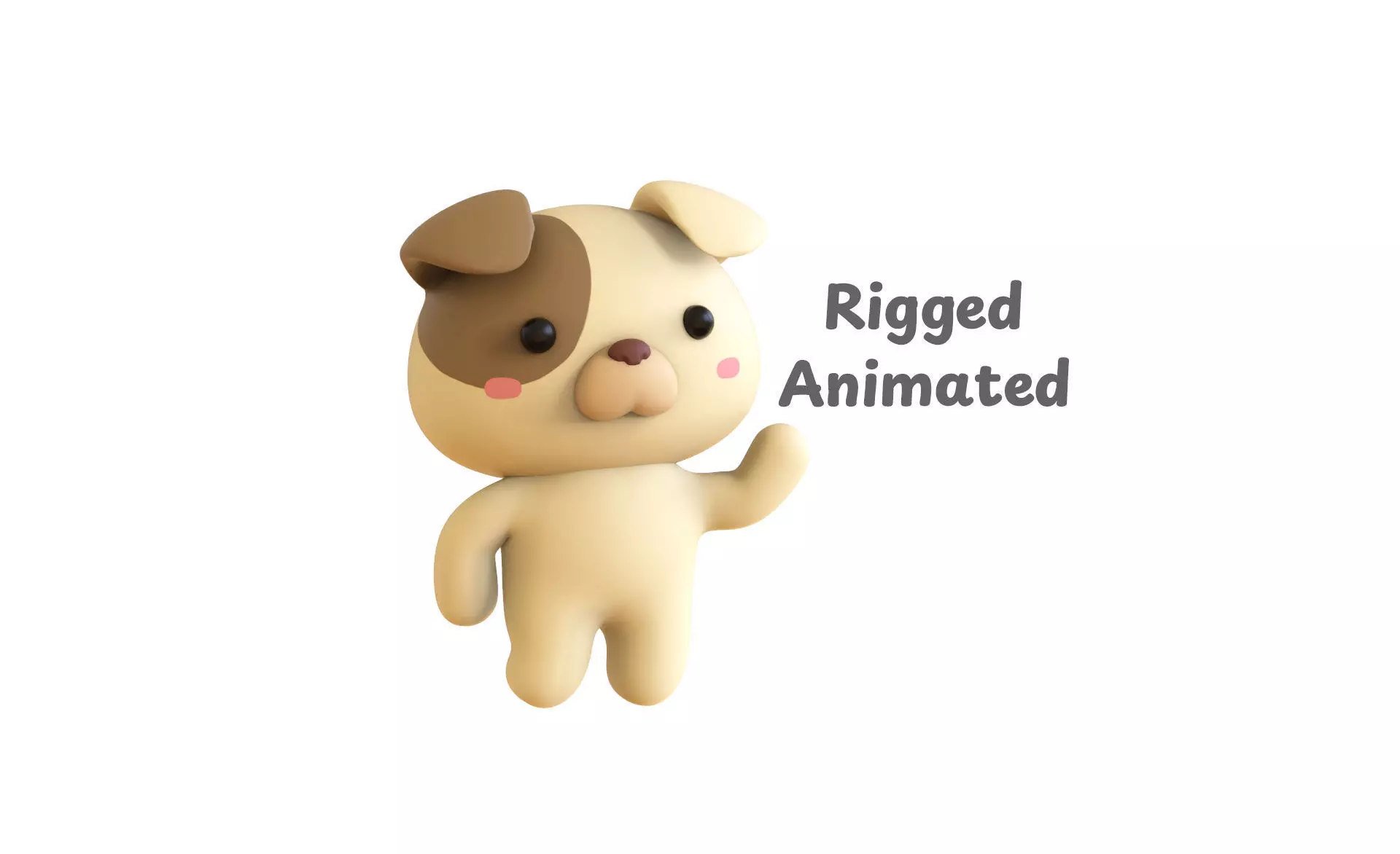 Chubby Dog Animated for Games Low-poly 3D model_0