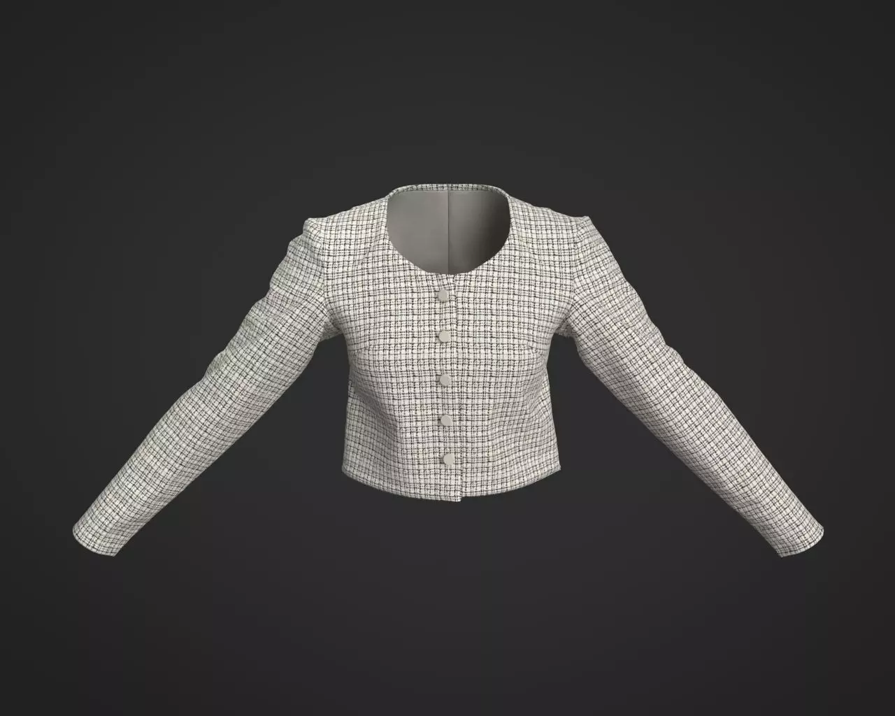 Stylish Designer Women Tweed Crop Jacket CLO 3D model
