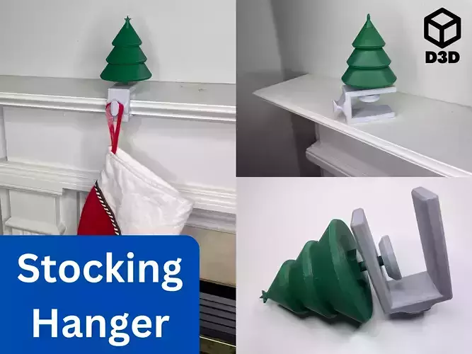 Clamping Christmas Tree Stocking Hanger Free 3D print model Clamping Christmas Tree Stocking Hanger Free 3D print model