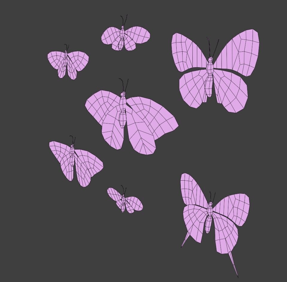 Butterflies in frame 3D model_4