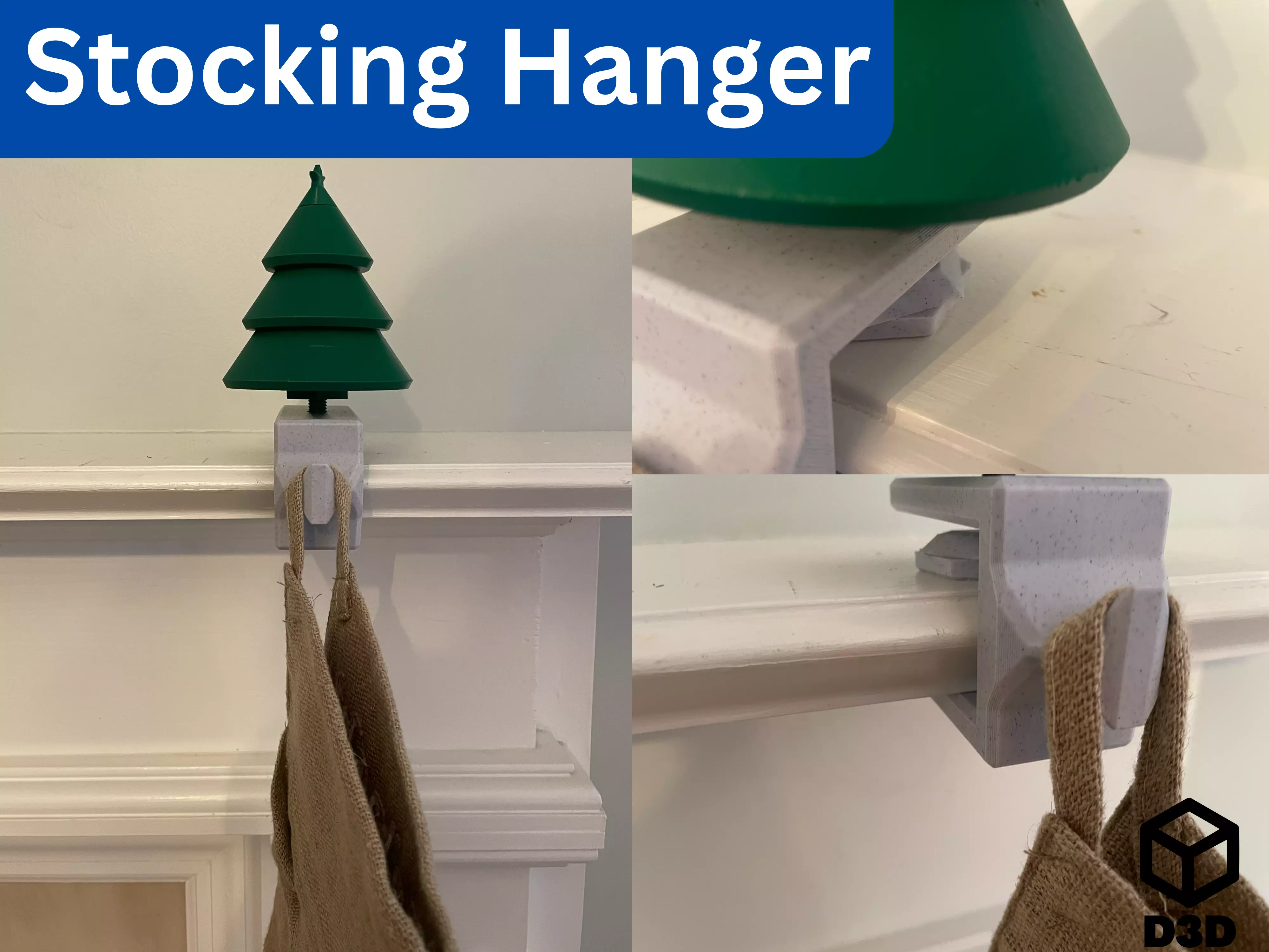 Clamping Christmas Tree Stocking Hanger V2 Free 3D print model_0
