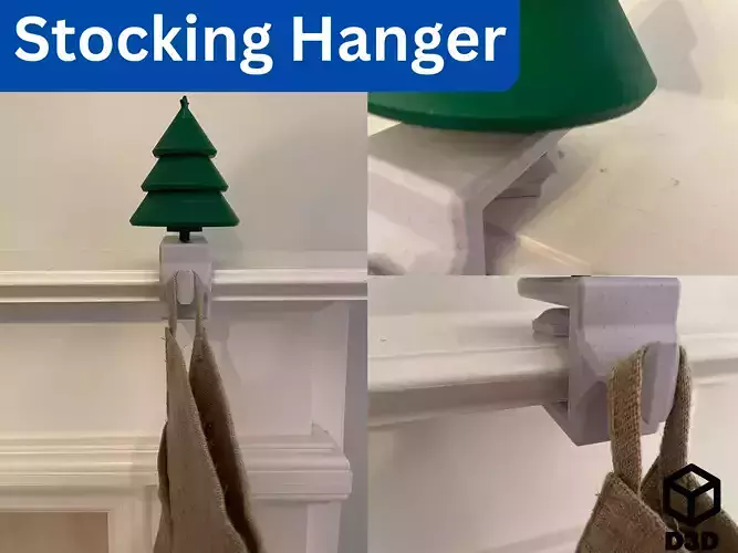 Clamping Christmas Tree Stocking Hanger V2 Free 3D print model
