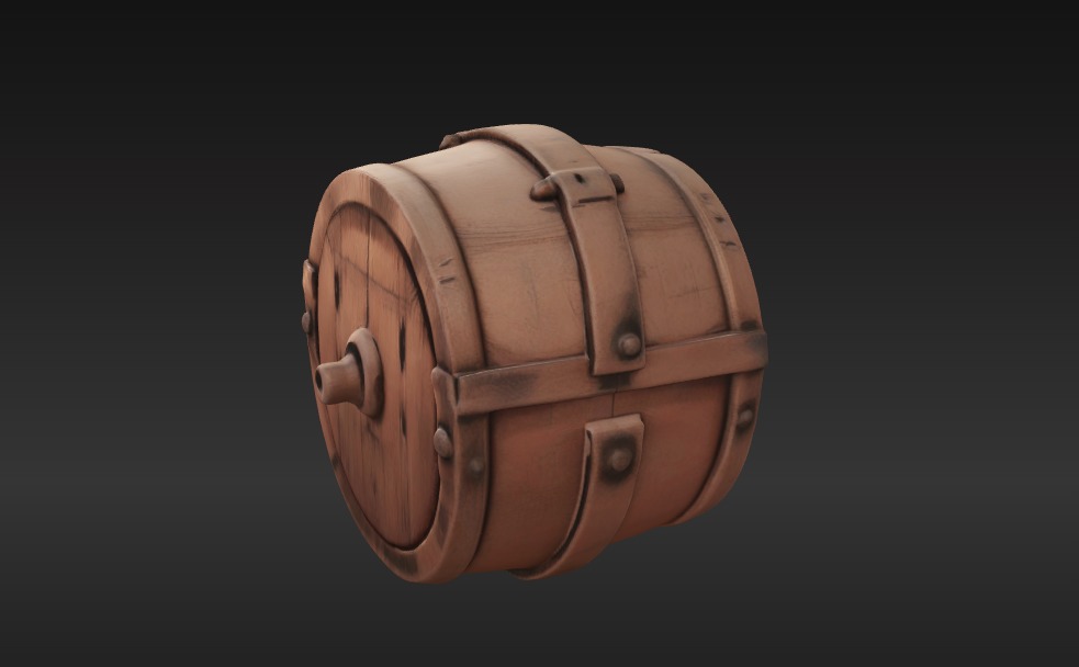 Ancient Wooden Barrel 3D Model Low-poly 3D model_2
