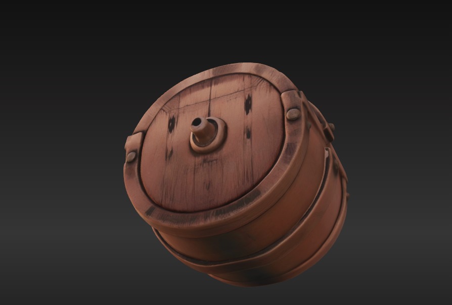 Ancient Wooden Barrel 3D Model Low-poly 3D model_6