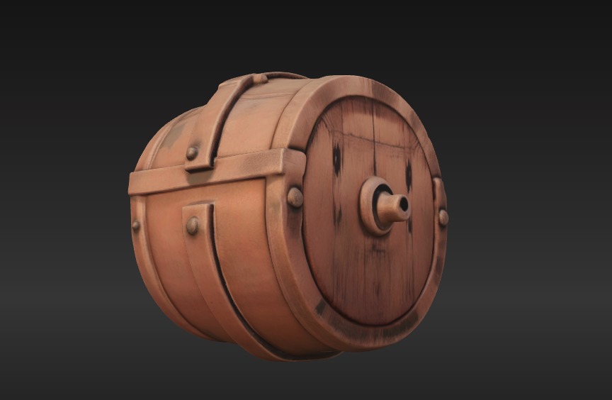 Ancient Wooden Barrel 3D Model Low-poly 3D model_4