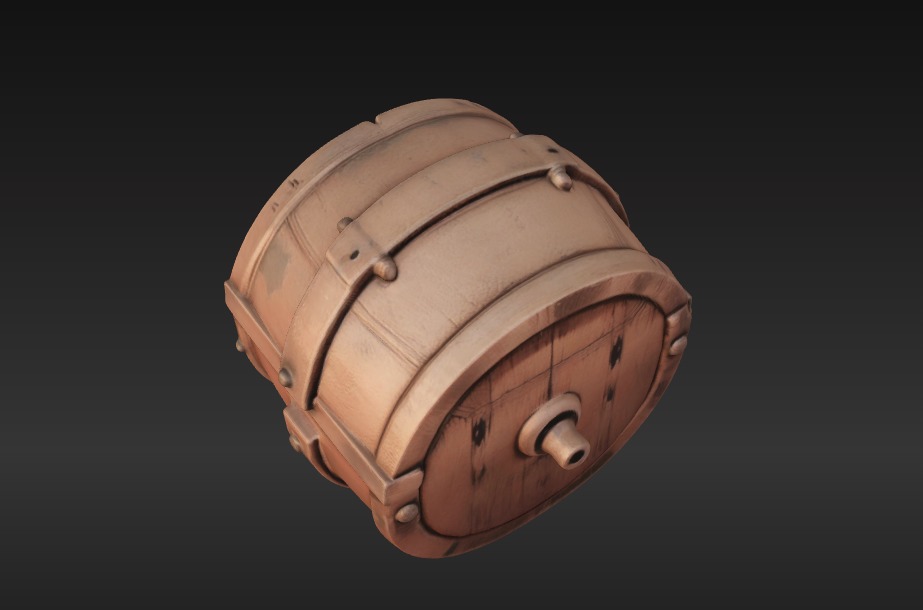 Ancient Wooden Barrel 3D Model Low-poly 3D model_5
