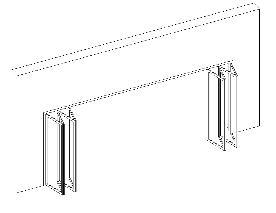 Folding door 8 12 Panels Parametric Revit family 3D model_2