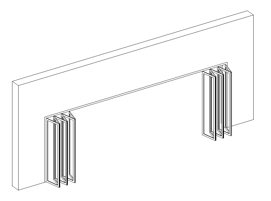 Folding door 8 12 Panels Parametric Revit family 3D model_3