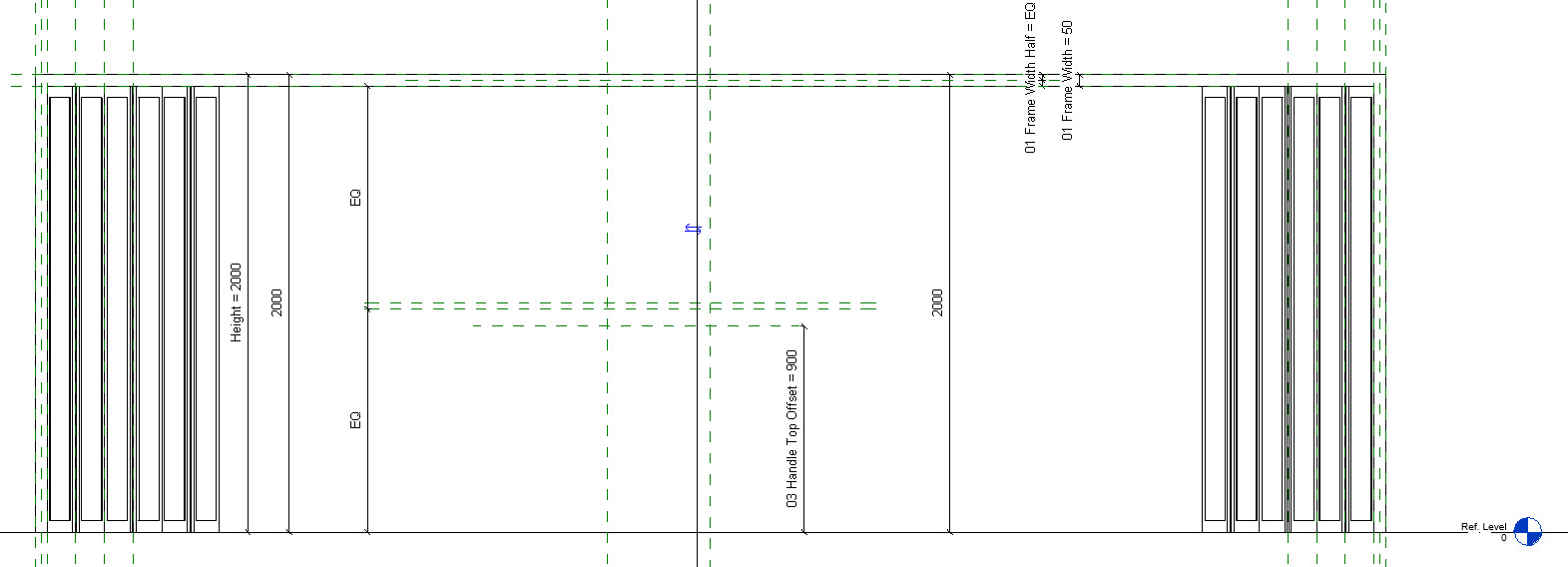 Folding door 8 12 Panels Parametric Revit family 3D model_5